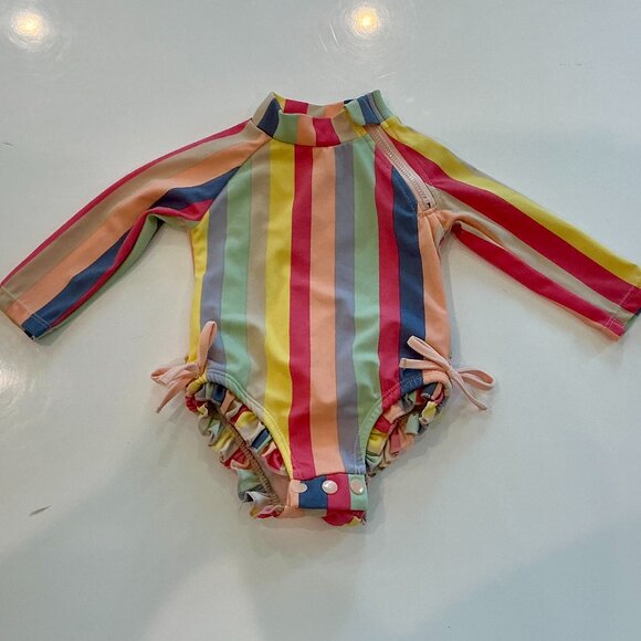 Jessica Simpson, Baby Striped Bathing Suit, Size 3 to 6 months - Picture 1 of 3